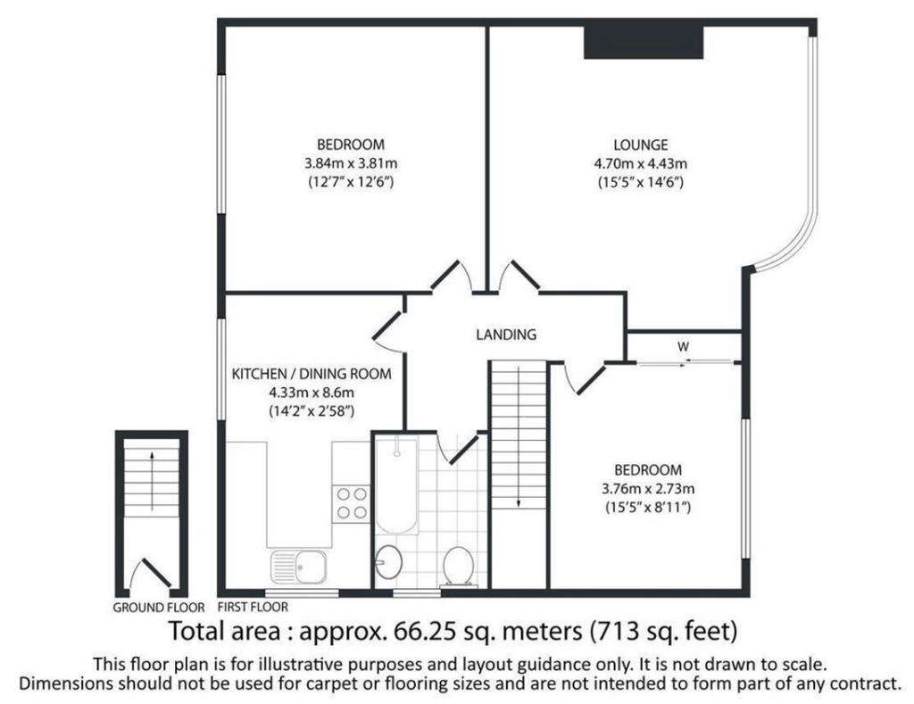 2 bedroom maisonette to rent - floorplan