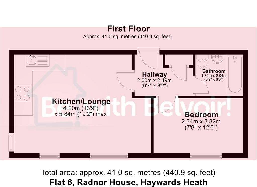 1 bedroom flat to rent - floorplan