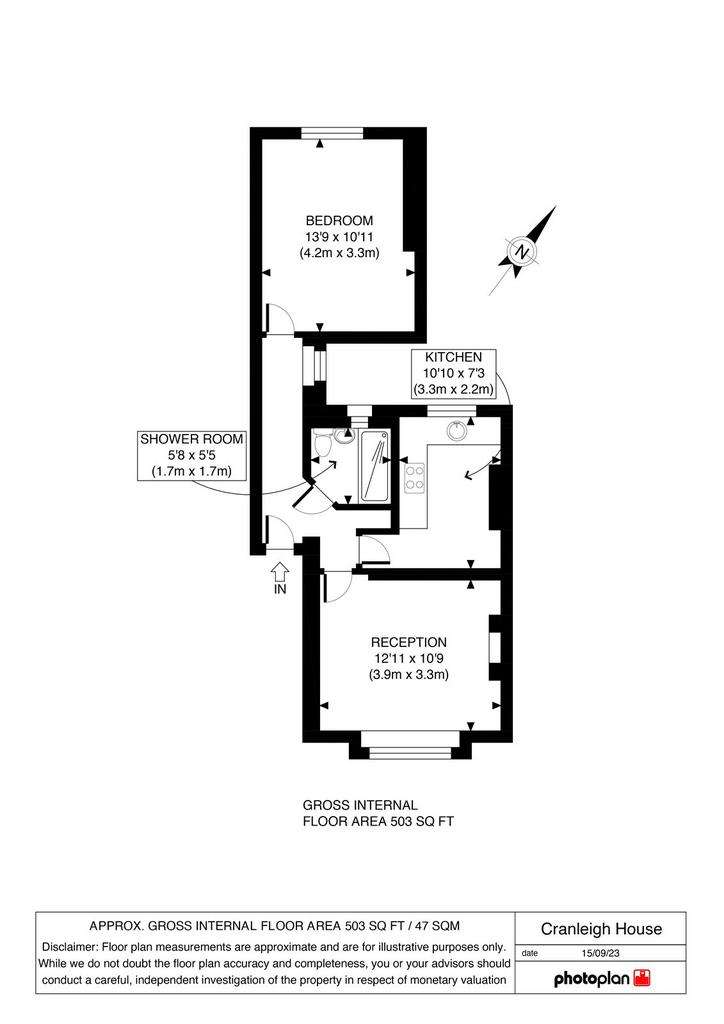 1 bedroom flat to rent - floorplan