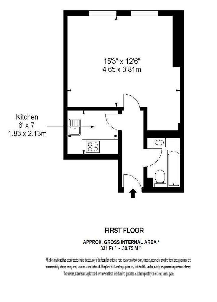 Studio flat to rent - floorplan