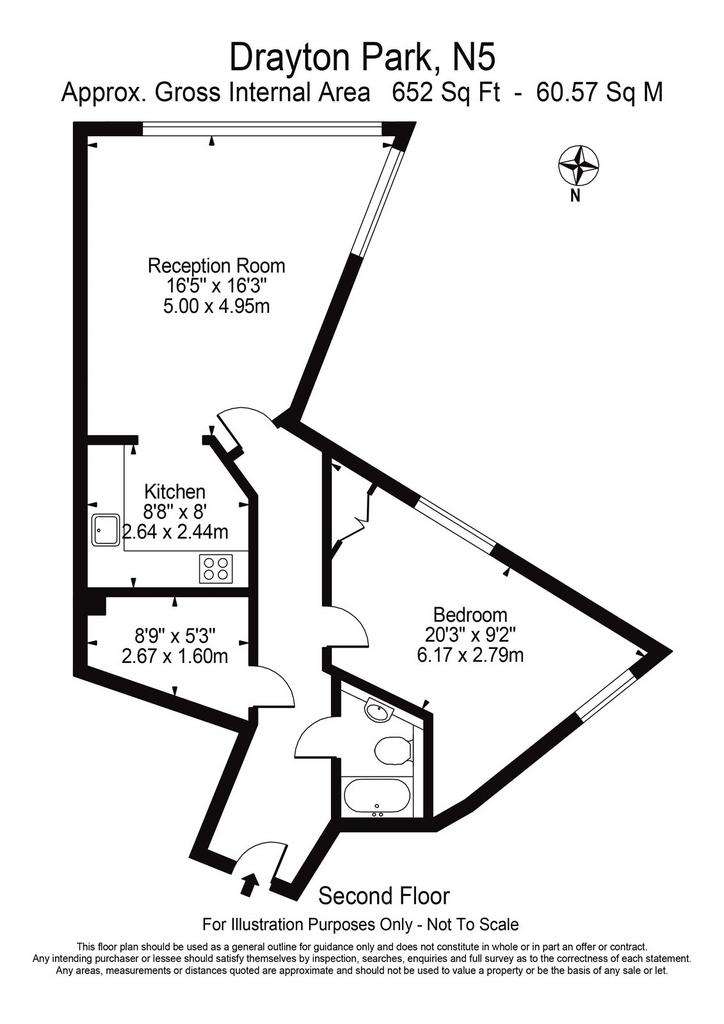 1 bedroom flat to rent - floorplan