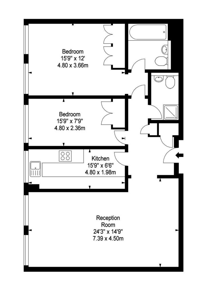 2 bedroom flat to rent - floorplan