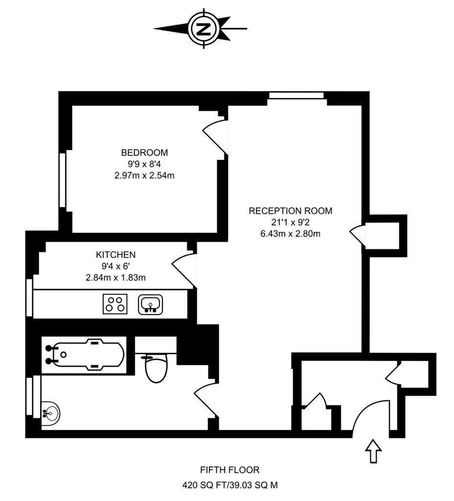 1 bedroom flat to rent - floorplan