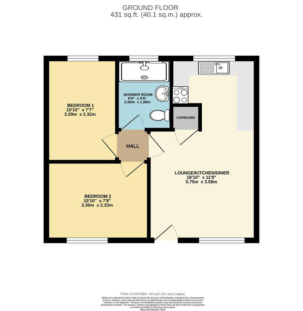 2 bedroom bungalow for sale - floorplan