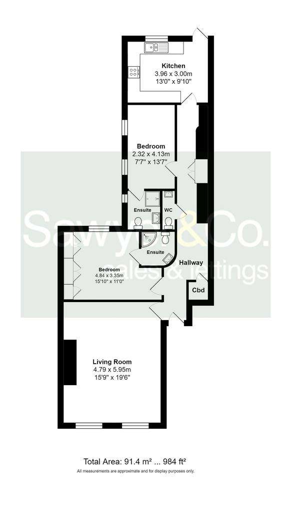 2 bedroom flat to rent - floorplan