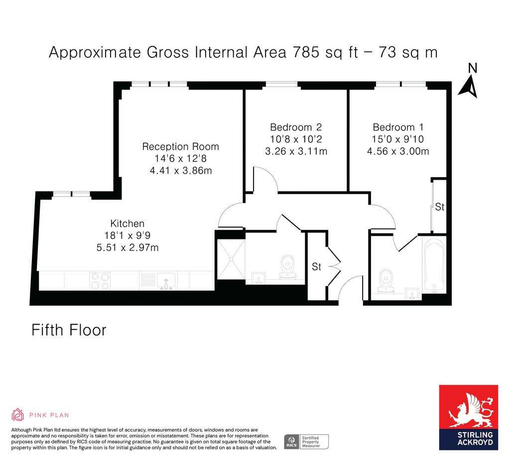 2 bedroom flat to rent - floorplan