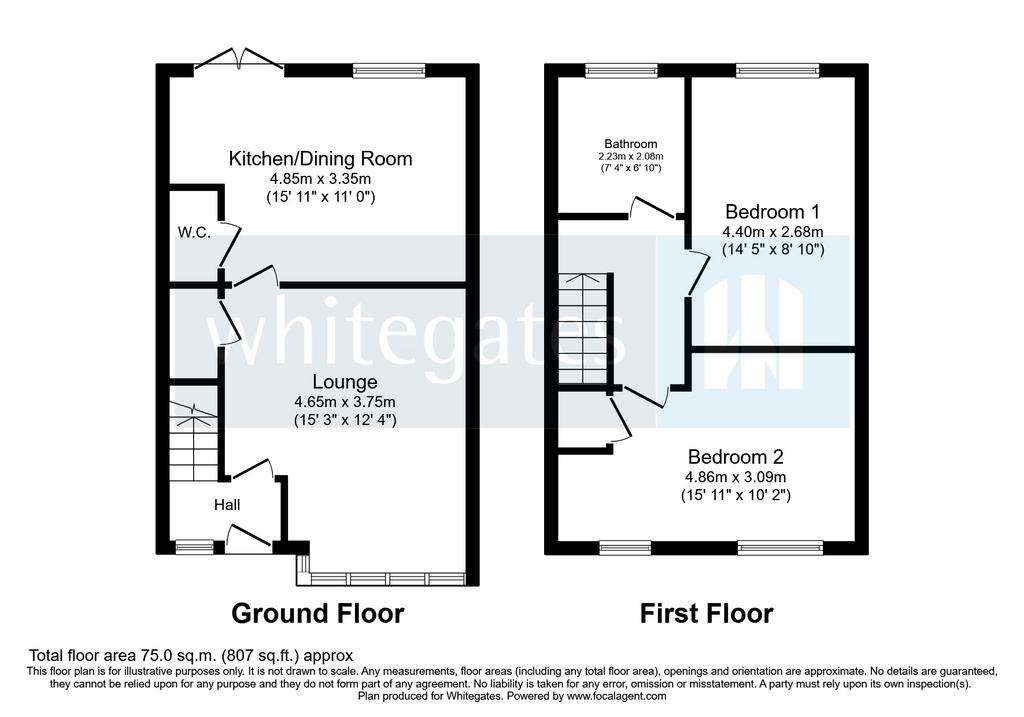 2 bedroom semi-detached house for sale - floorplan