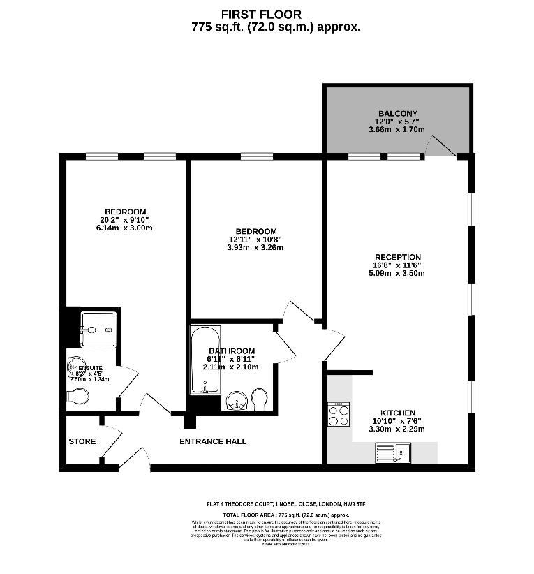 2 bedroom flat for sale - floorplan