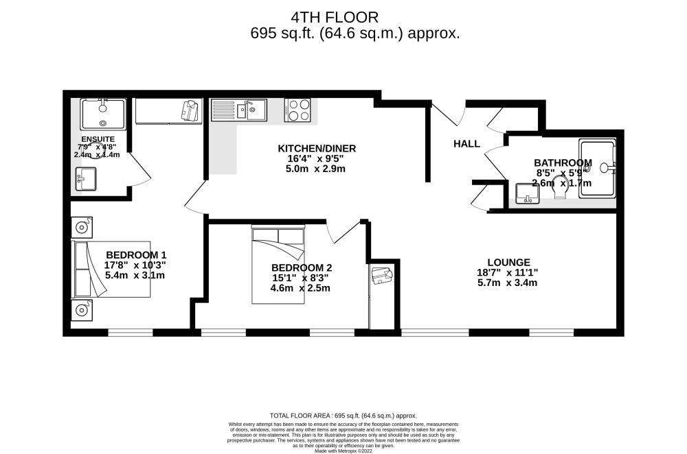 2 bedroom flat to rent - floorplan