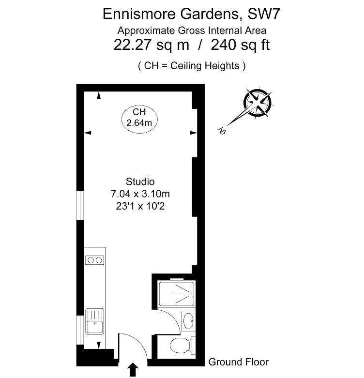 Studio flat to rent - floorplan