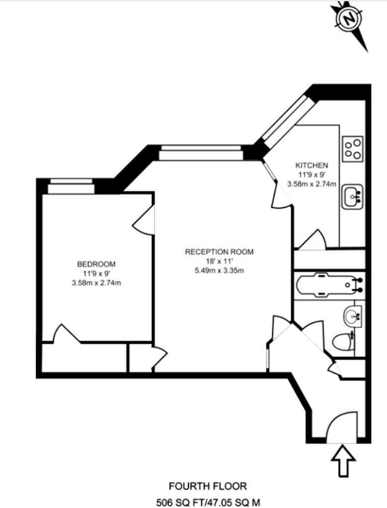 1 bedroom flat to rent - floorplan