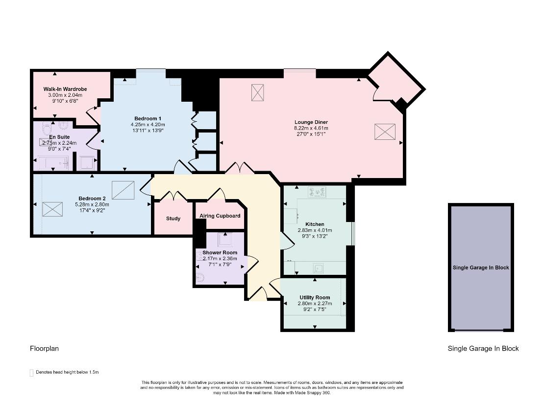 2 bedroom penthouse apartment for sale - floorplan