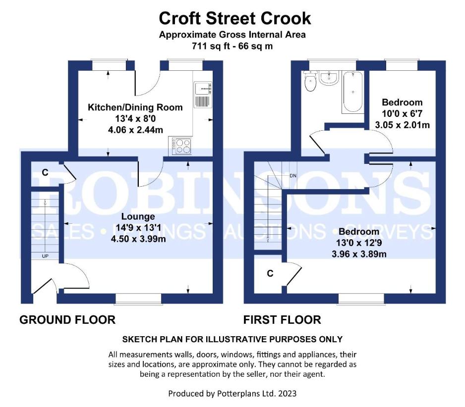 2 bedroom terraced house for sale - floorplan