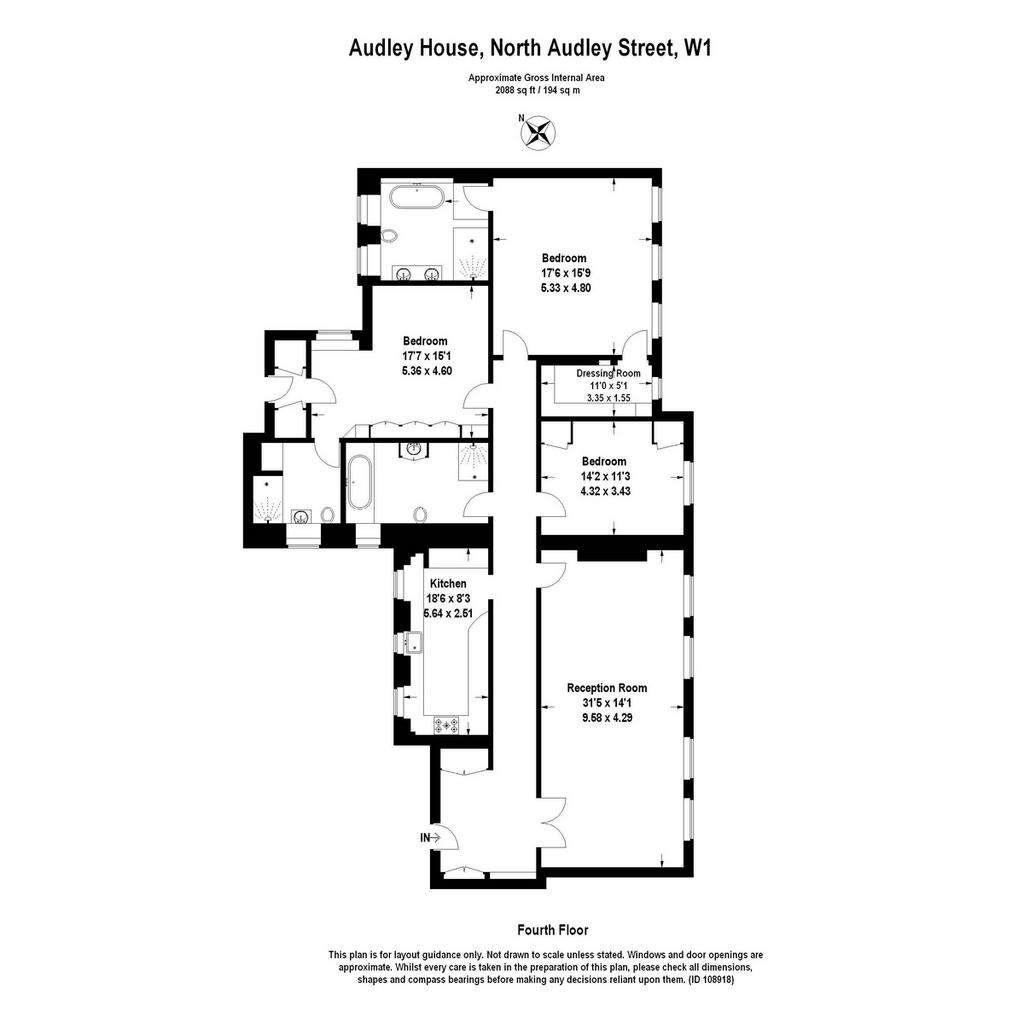 3 bedroom flat to rent - floorplan