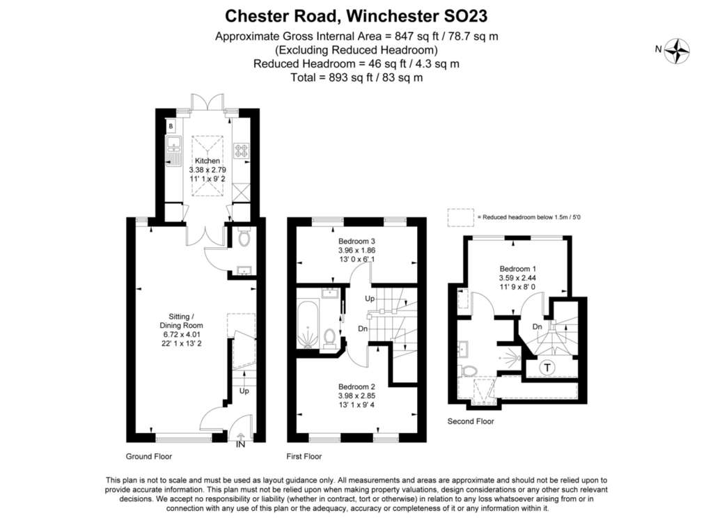 3 bedroom end of terrace house to rent - floorplan