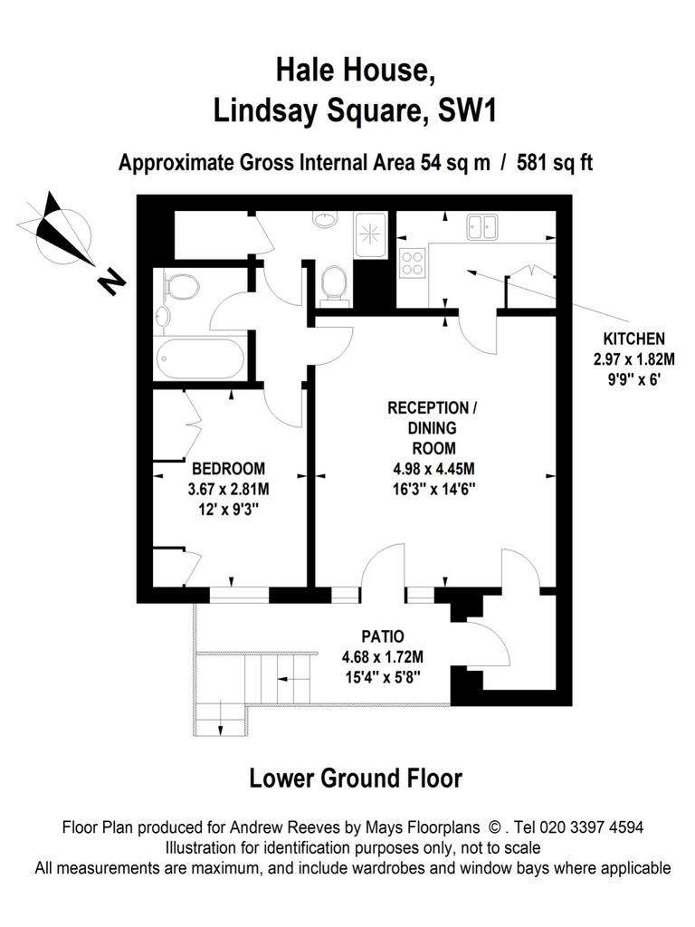 1 bedroom flat to rent - floorplan