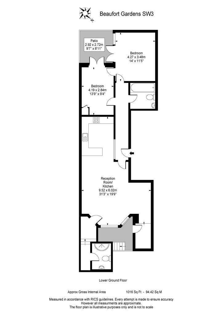 2 bedroom flat to rent - floorplan