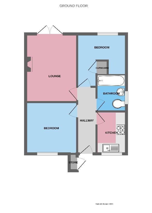 2 bedroom bungalow for sale - floorplan