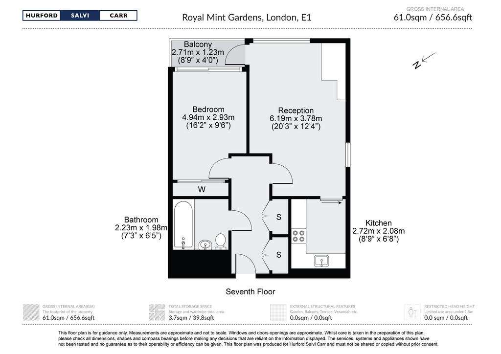 1 bedroom flat to rent - floorplan