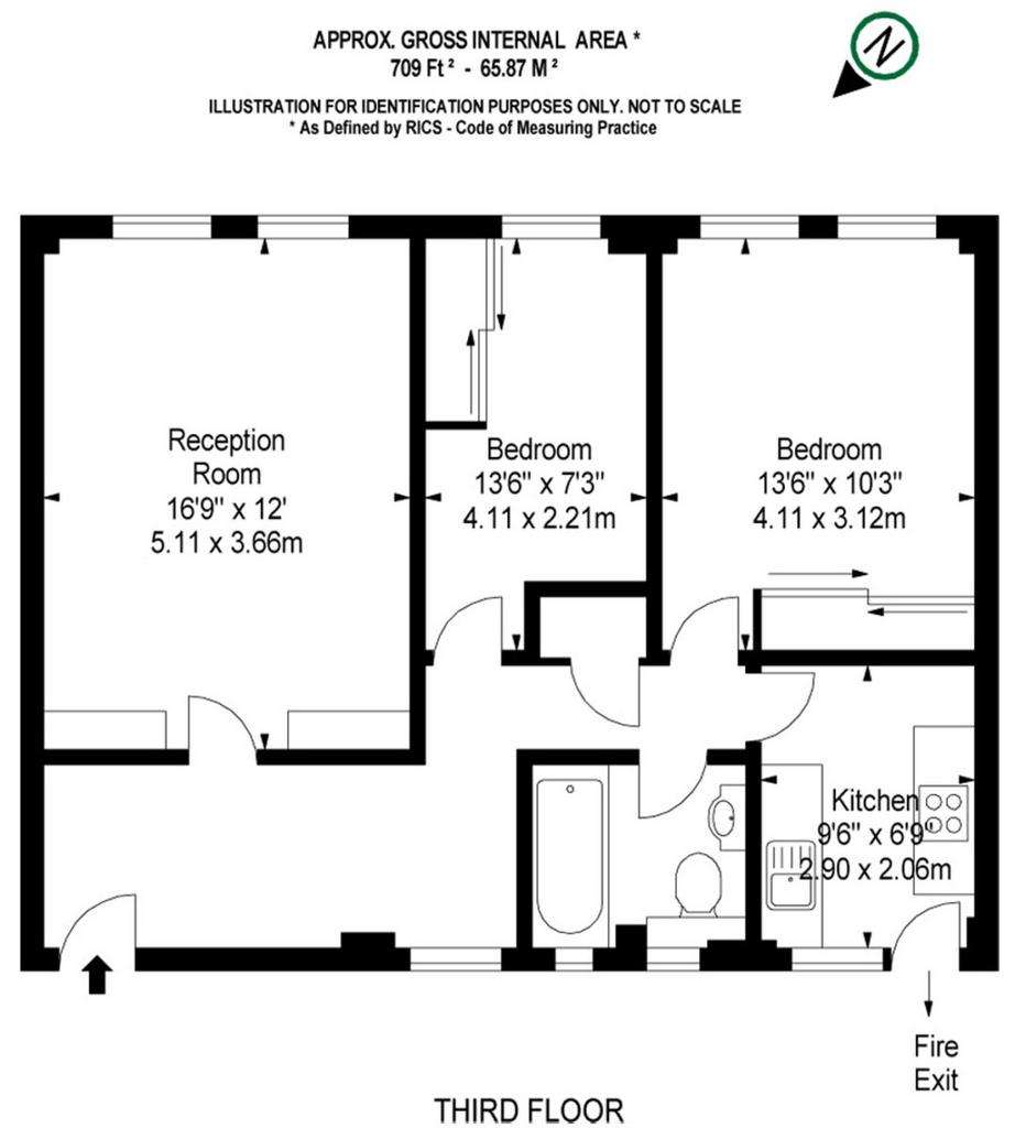 2 bedroom flat to rent - floorplan