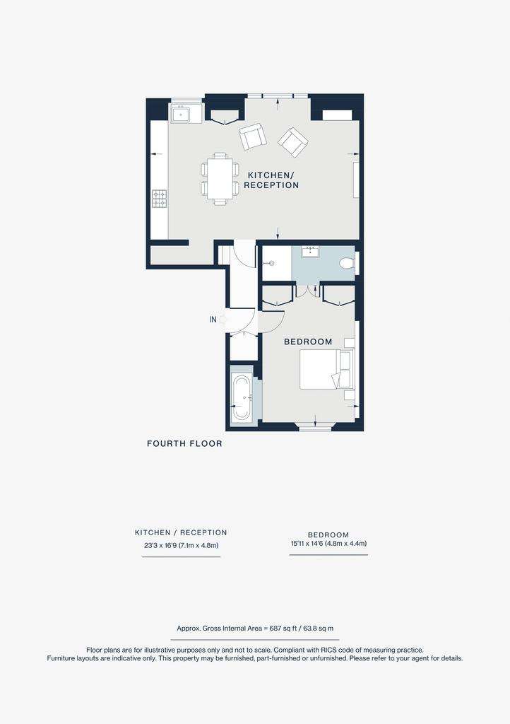 1 bedroom flat to rent - floorplan