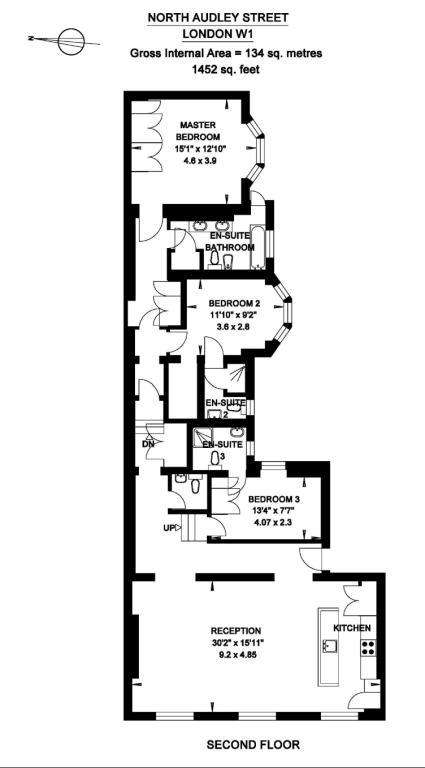 3 bedroom flat to rent - floorplan