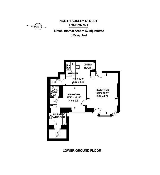 1 bedroom flat to rent - floorplan