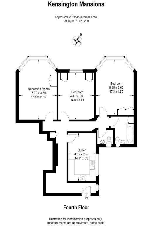 3 bedroom flat to rent - floorplan