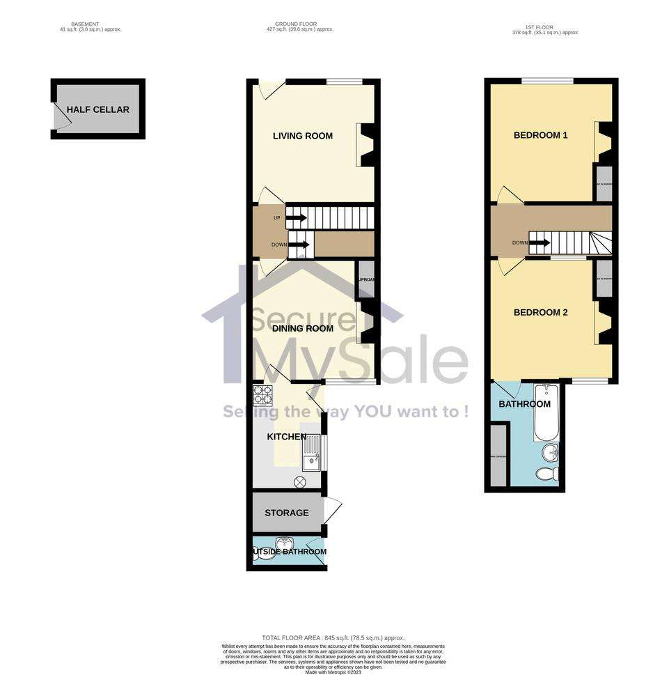 2 bedroom terraced house for sale - floorplan