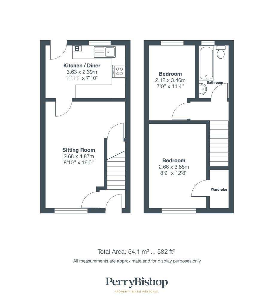 2 bedroom end of terrace house to rent - floorplan