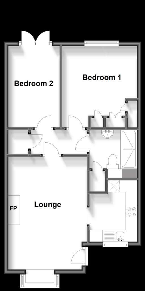 2 bedroom semi-detached bungalow for sale - floorplan