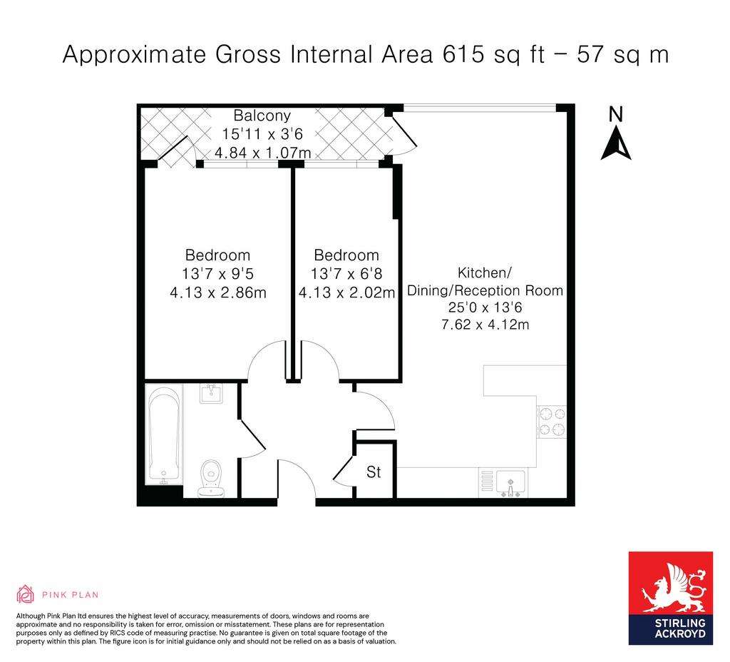 2 bedroom flat to rent - floorplan