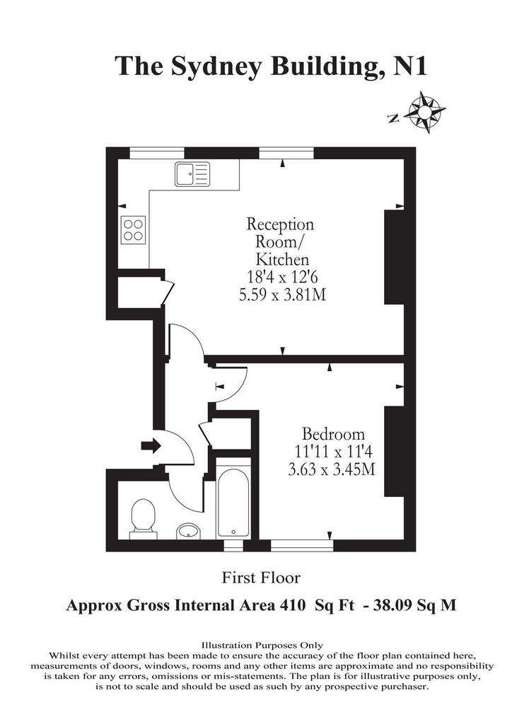 1 bedroom flat to rent - floorplan