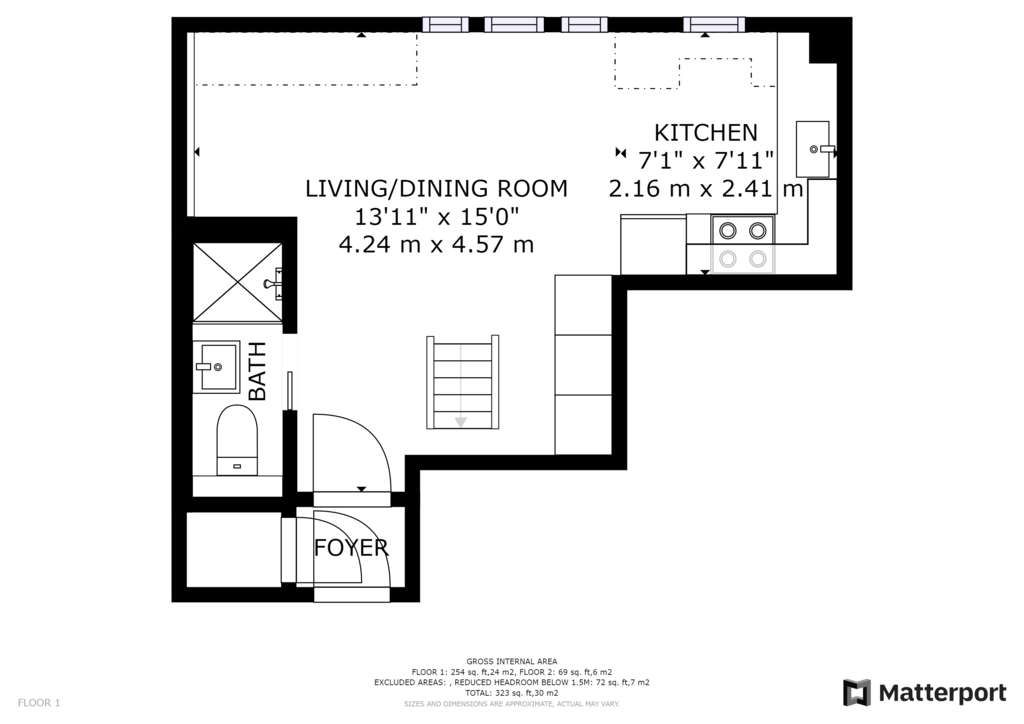 Studio flat to rent - floorplan