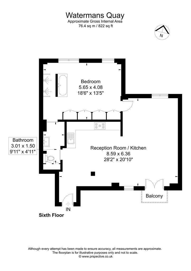 1 bedroom flat to rent - floorplan