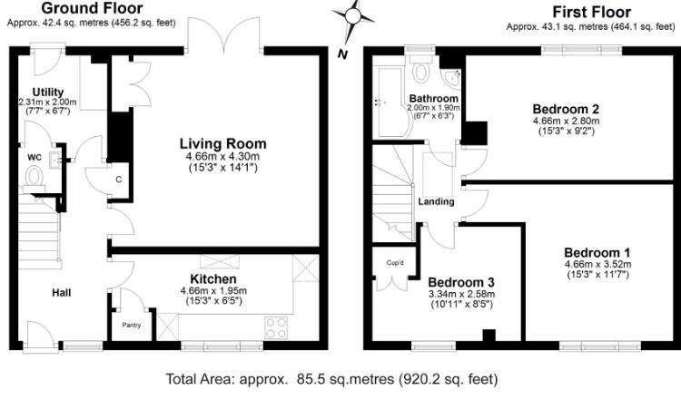 3 bedroom terraced house to rent - floorplan