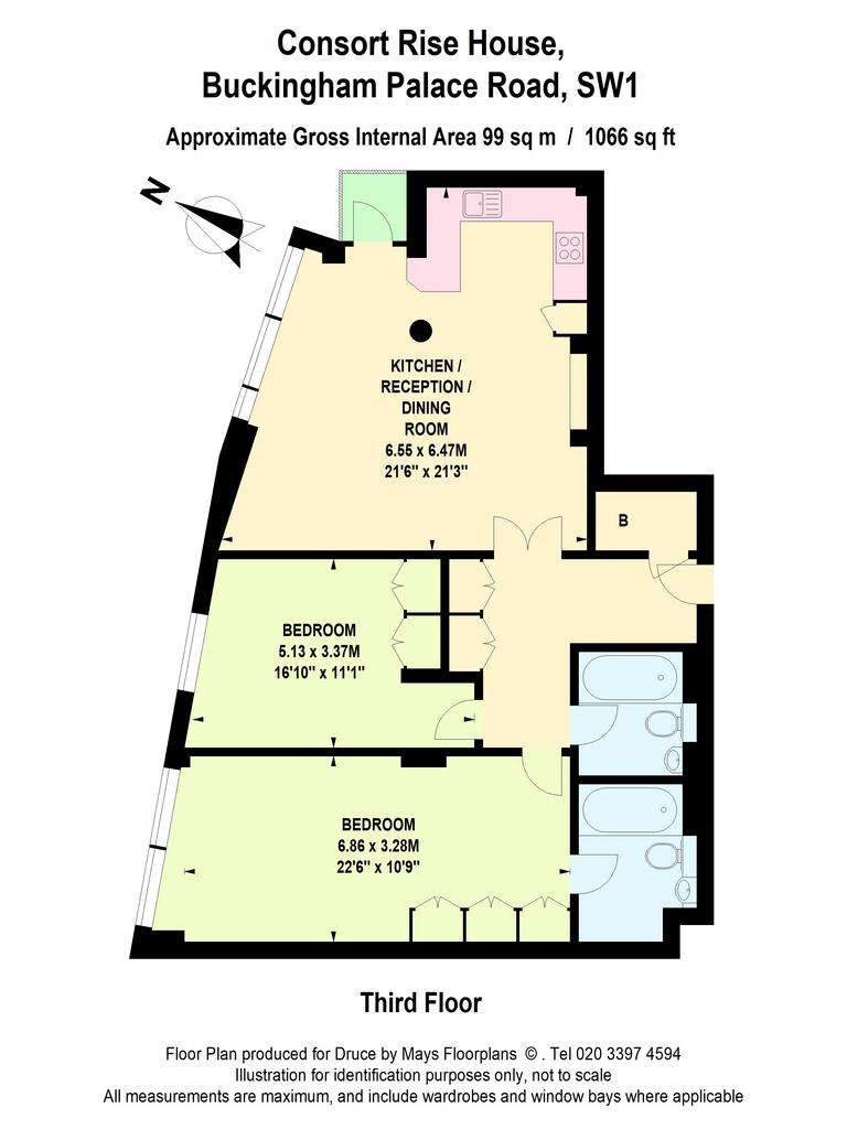 2 bedroom flat to rent - floorplan