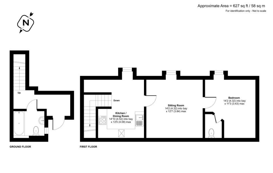 1 bedroom maisonette to rent - floorplan