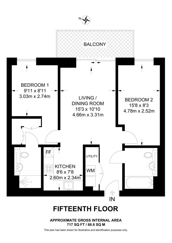 2 bedroom flat for sale - floorplan