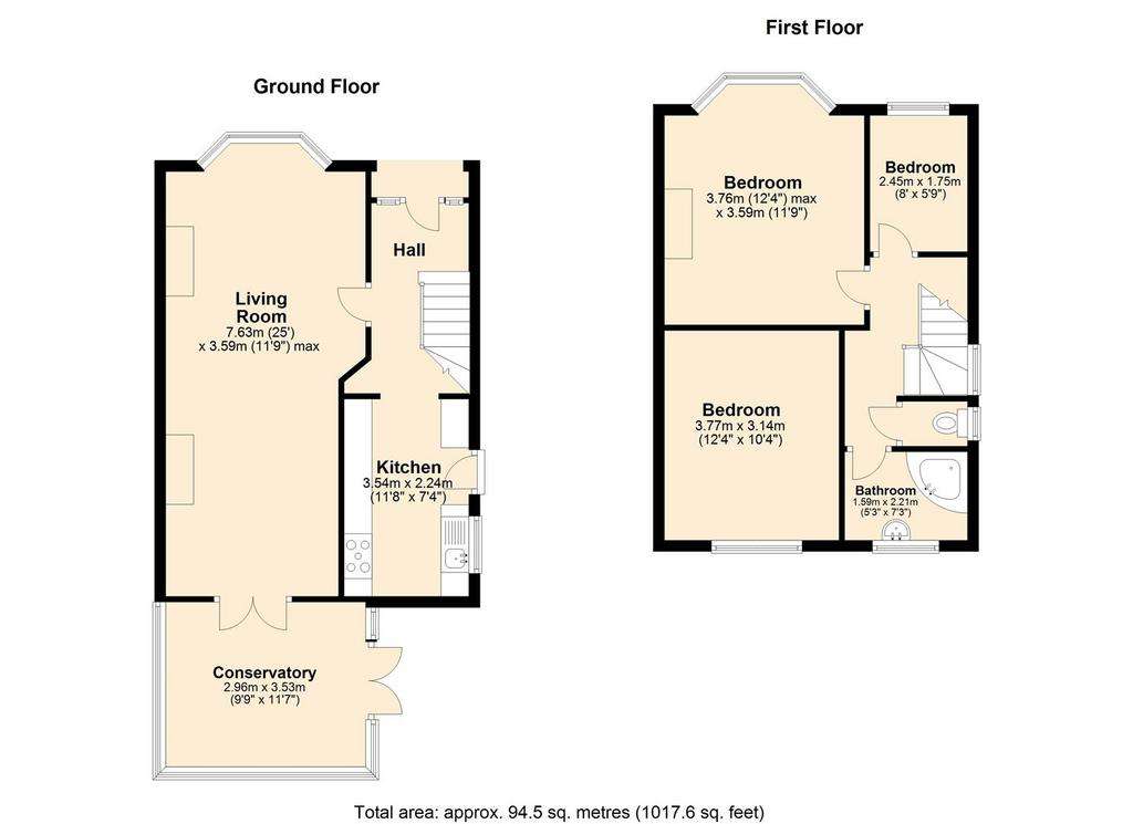 3 bedroom semi-detached house for sale - floorplan