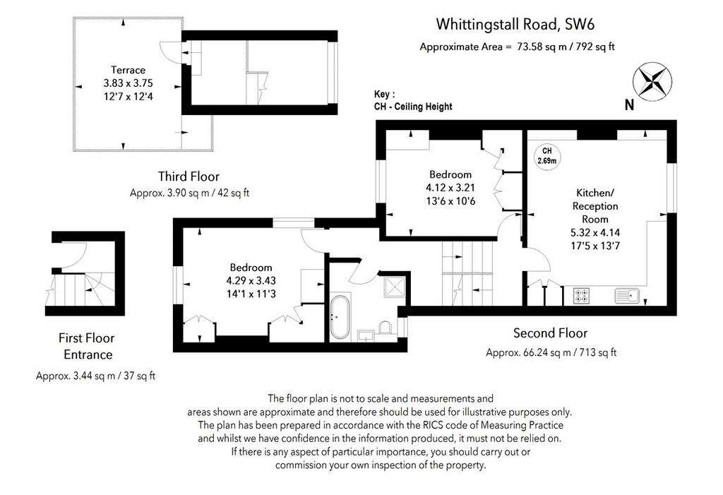 2 bedroom flat to rent - floorplan