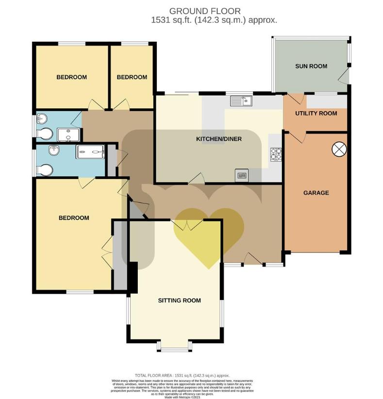 3 bedroom bungalow for sale - floorplan