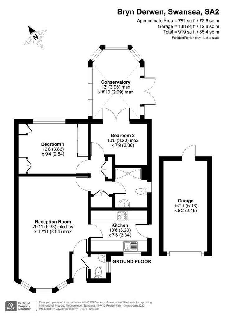 2 bedroom detached bungalow for sale - floorplan