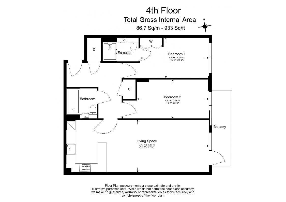 2 bedroom flat for sale - floorplan