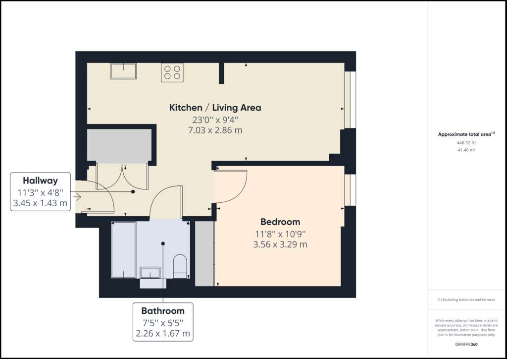 1 bedroom flat to rent - floorplan