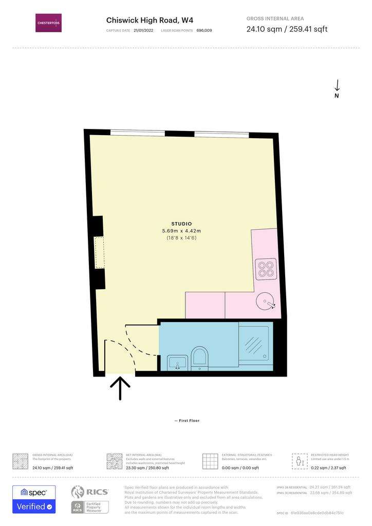 Studio flat to rent - floorplan