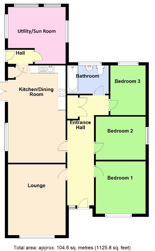 3 bedroom bungalow for sale - floorplan