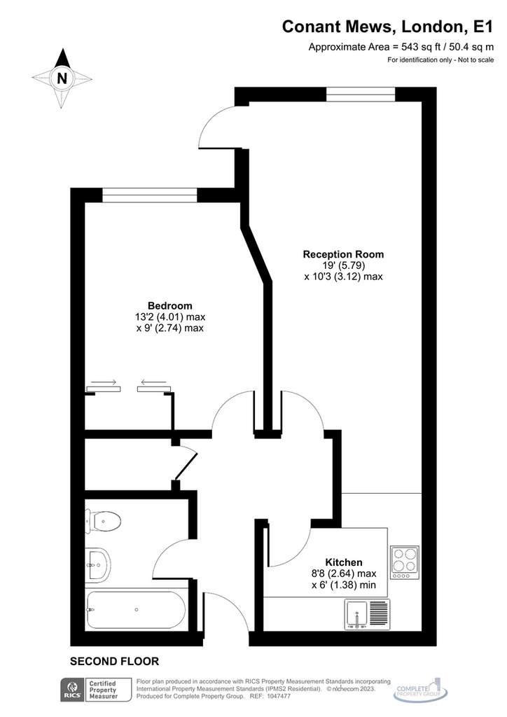 1 bedroom flat to rent - floorplan