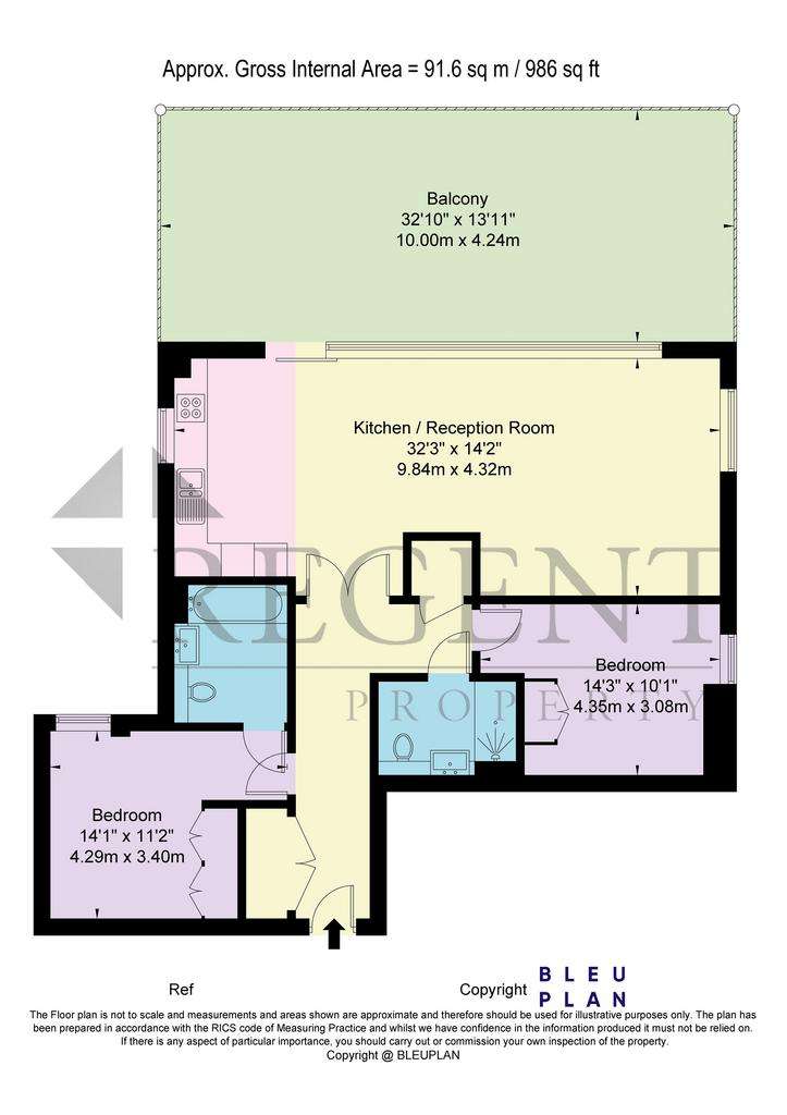 2 bedroom flat to rent - floorplan