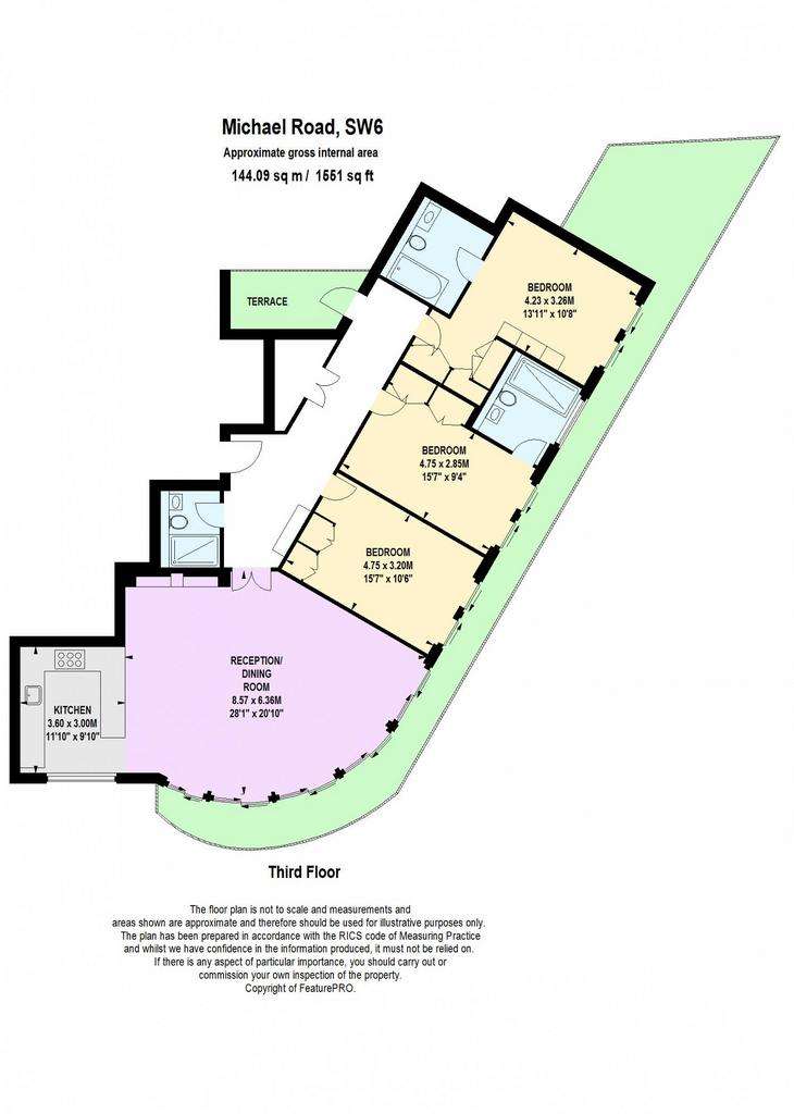 3 bedroom penthouse apartment to rent - floorplan